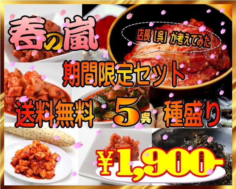 【送料無料】期間限定5種盛りキムチセット